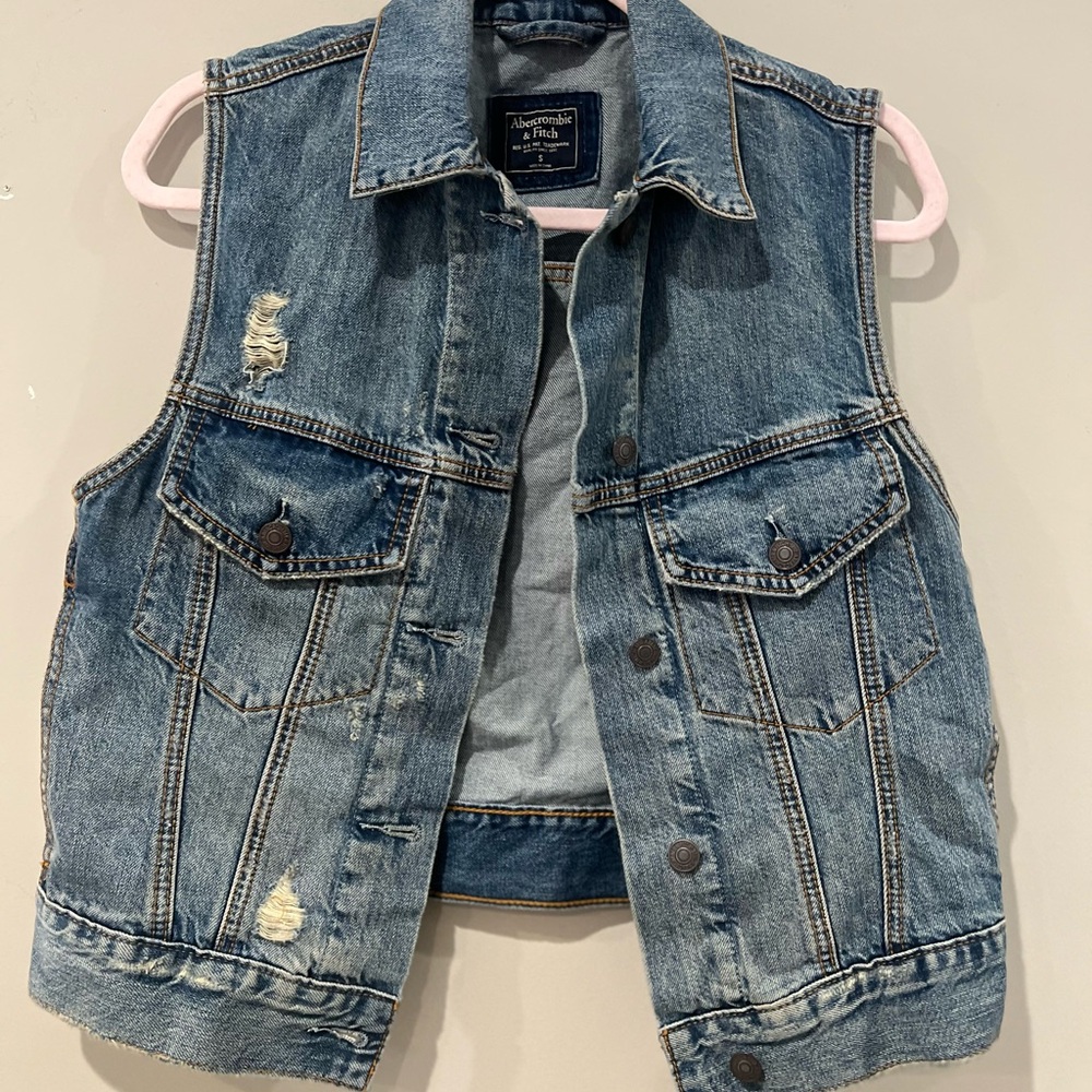 Abercrombie & fitch Denim Sleeveless Vest